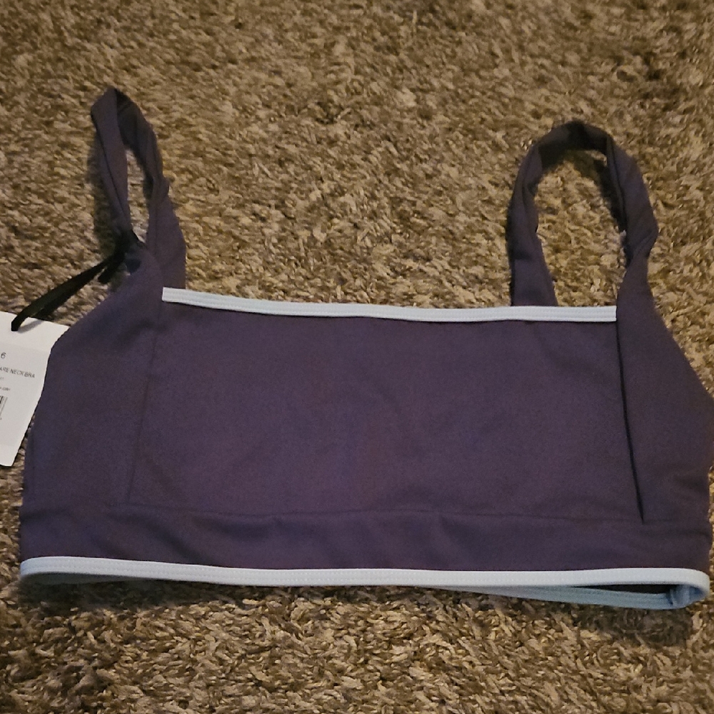 IVL Collective Purple Sports Bra, Blue Trim.  Size 6.  Sold By Revolve